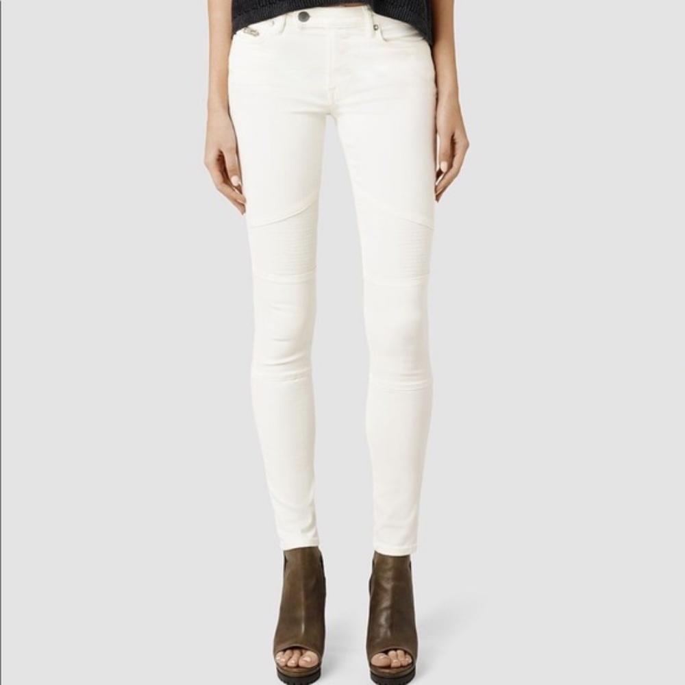 All Saints Moto Biker White Jeans